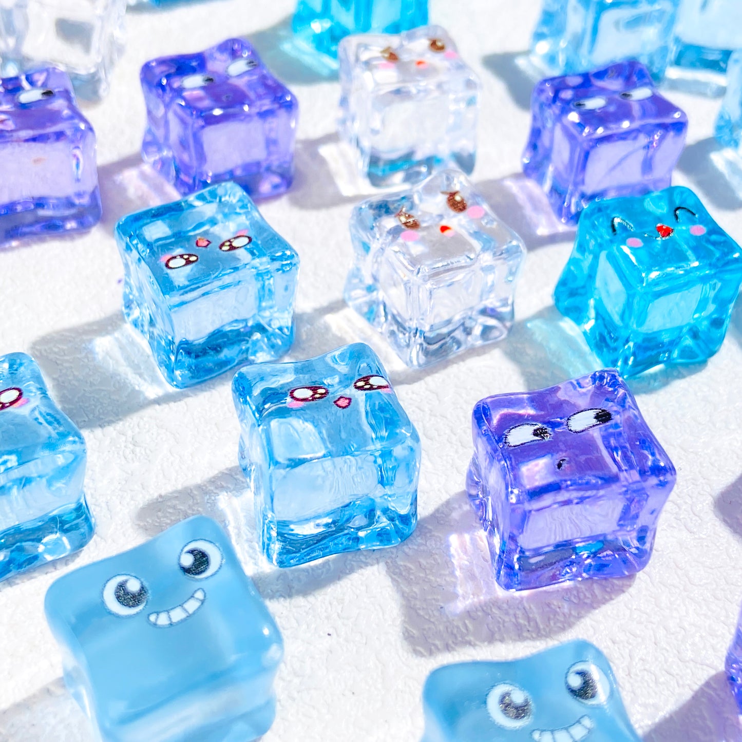 Luminous Cool-Toned Ice Cube Resin DIY Charms