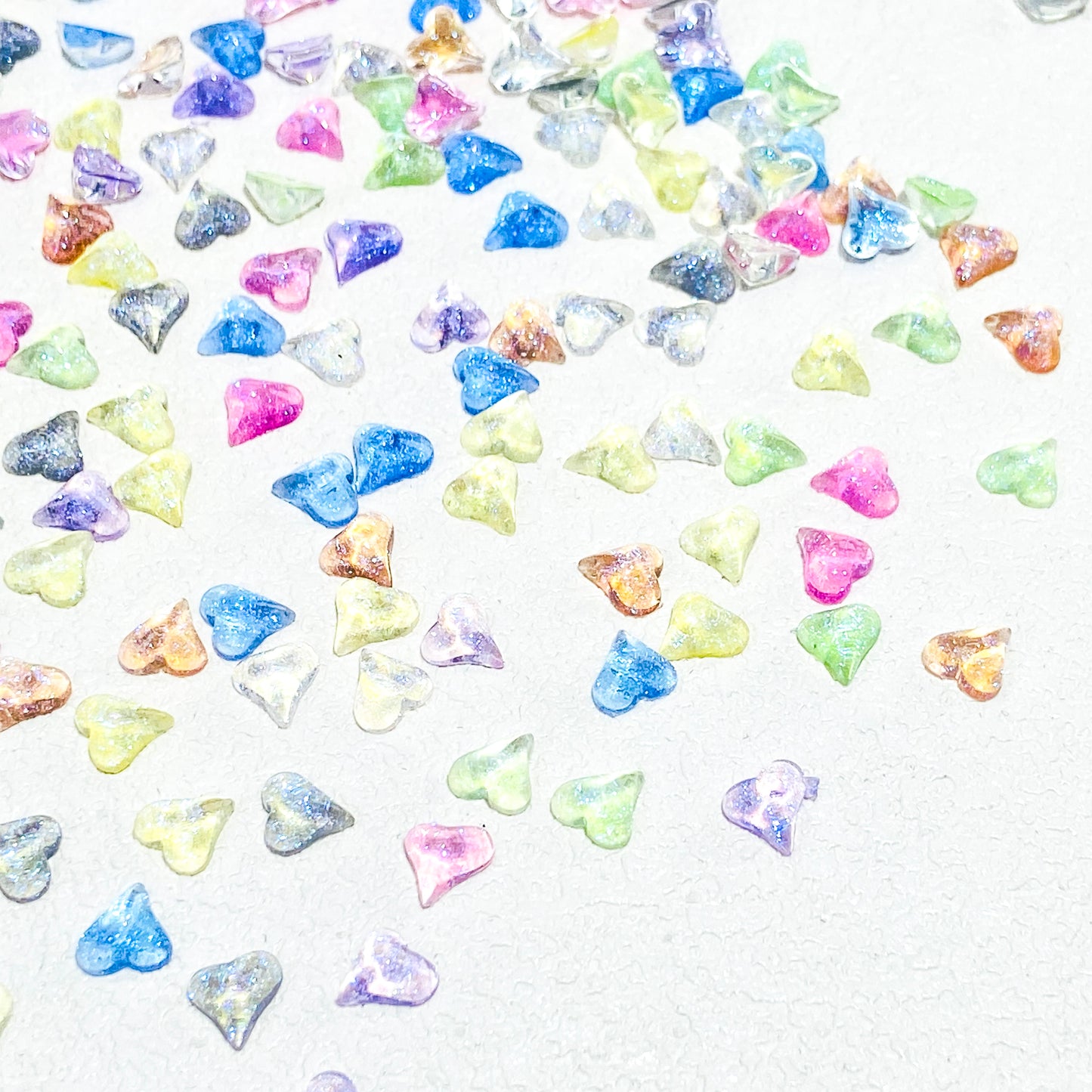 Glittery Mixed Color Flat Heart Resin DIY Charms
