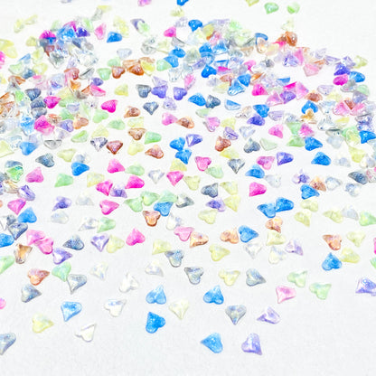 Glittery Mixed Color Flat Heart Resin DIY Charms