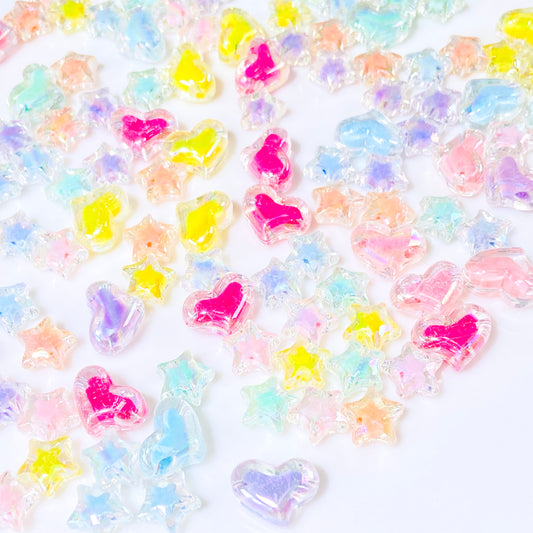 Mix Heart Beads Resin DIY Charms