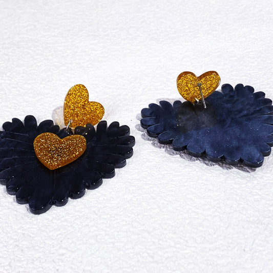 Flower Heart(Rock\ Flower With Aurora Color) Resin Costume Jewellery