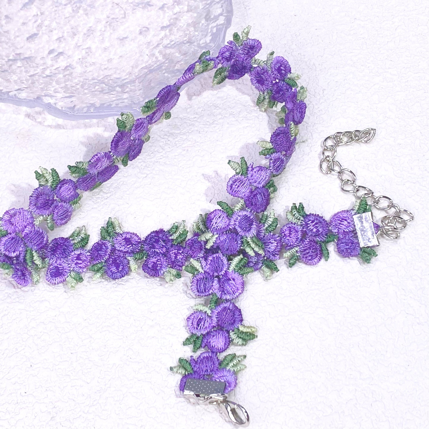 Flower Chocker(Violet)Woven Costume Jewellery
