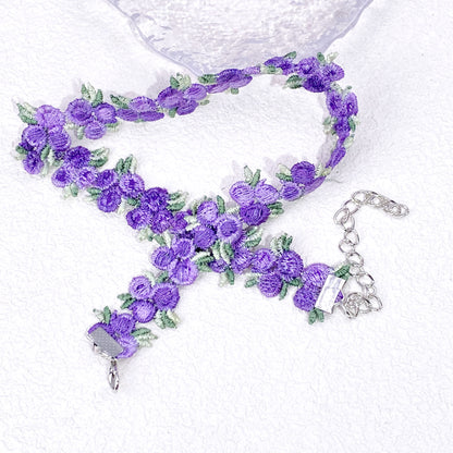 Flower Chocker(Violet)Woven Costume Jewellery