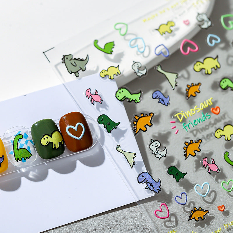 Cutie Q version animal party Nail Art Stickers 5D Embossed