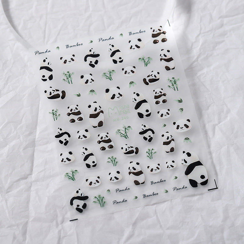 Cutie Q version animal party Nail Art Stickers 5D Embossed