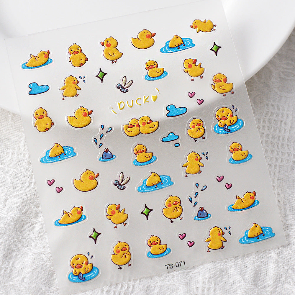 Cutie Q version animal party Nail Art Stickers 5D Embossed