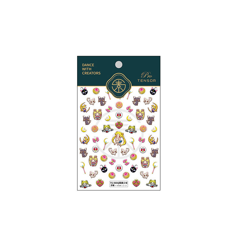Colorful dopamine Nail Art Stickers 5D Embossed