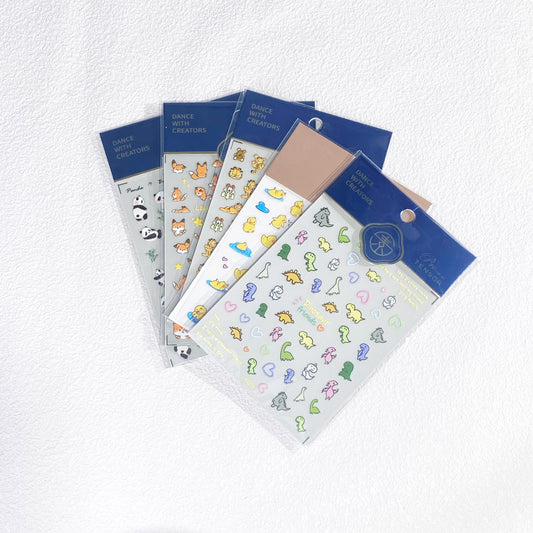 Cutie Q version animal party Nail Art Stickers 5D Embossed