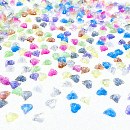 Glittery Mixed Color Flat Heart Resin DIY Charms