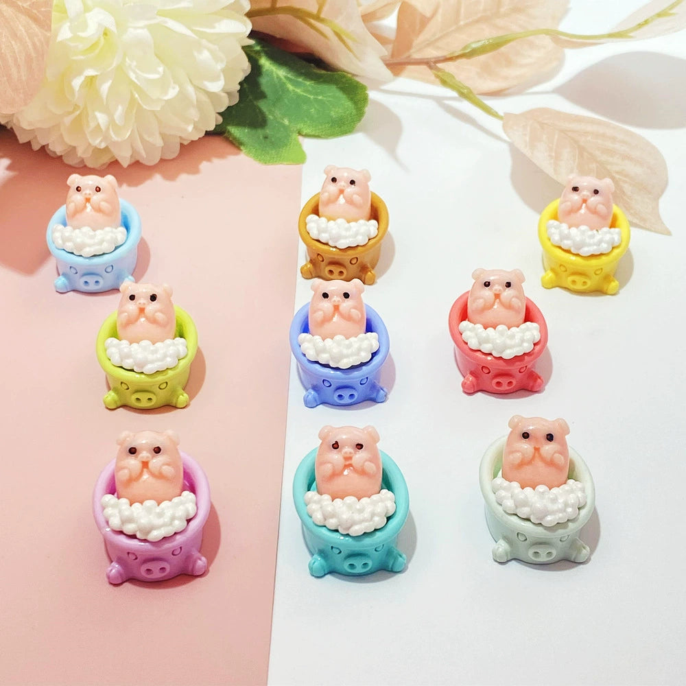 Piggy In The Tub Resin DIY Charms