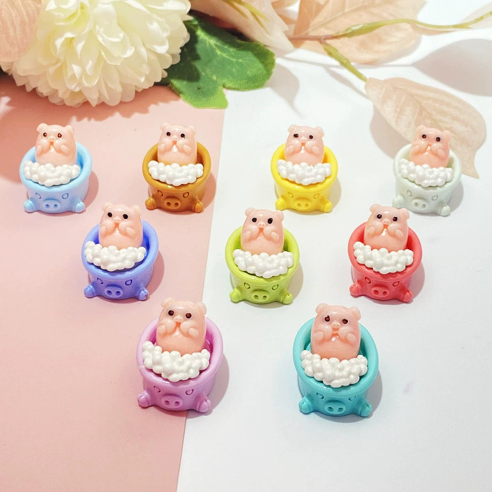 Piggy In The Tub Resin DIY Charms