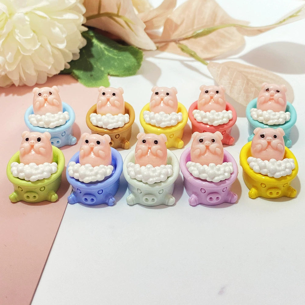 Piggy In The Tub Resin DIY Charms