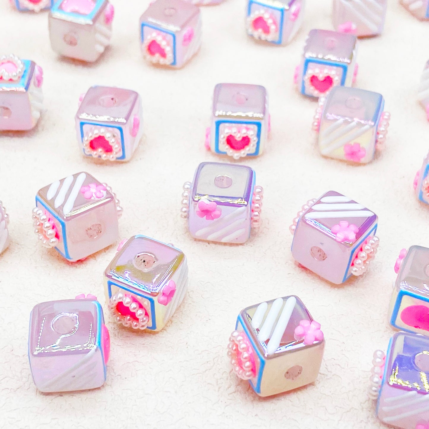 Hand Drawn Cube Beads