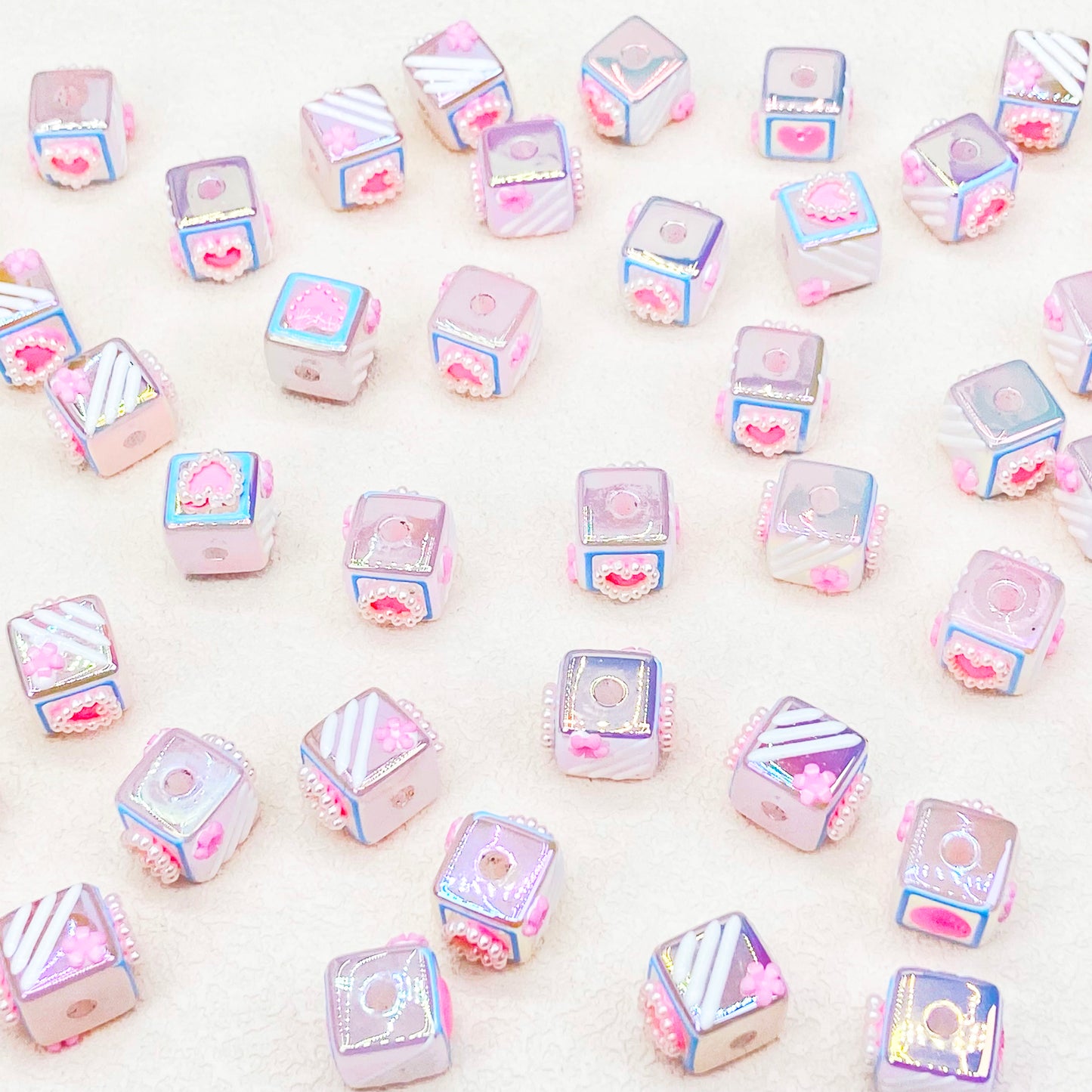 Hand Drawn Cube Beads