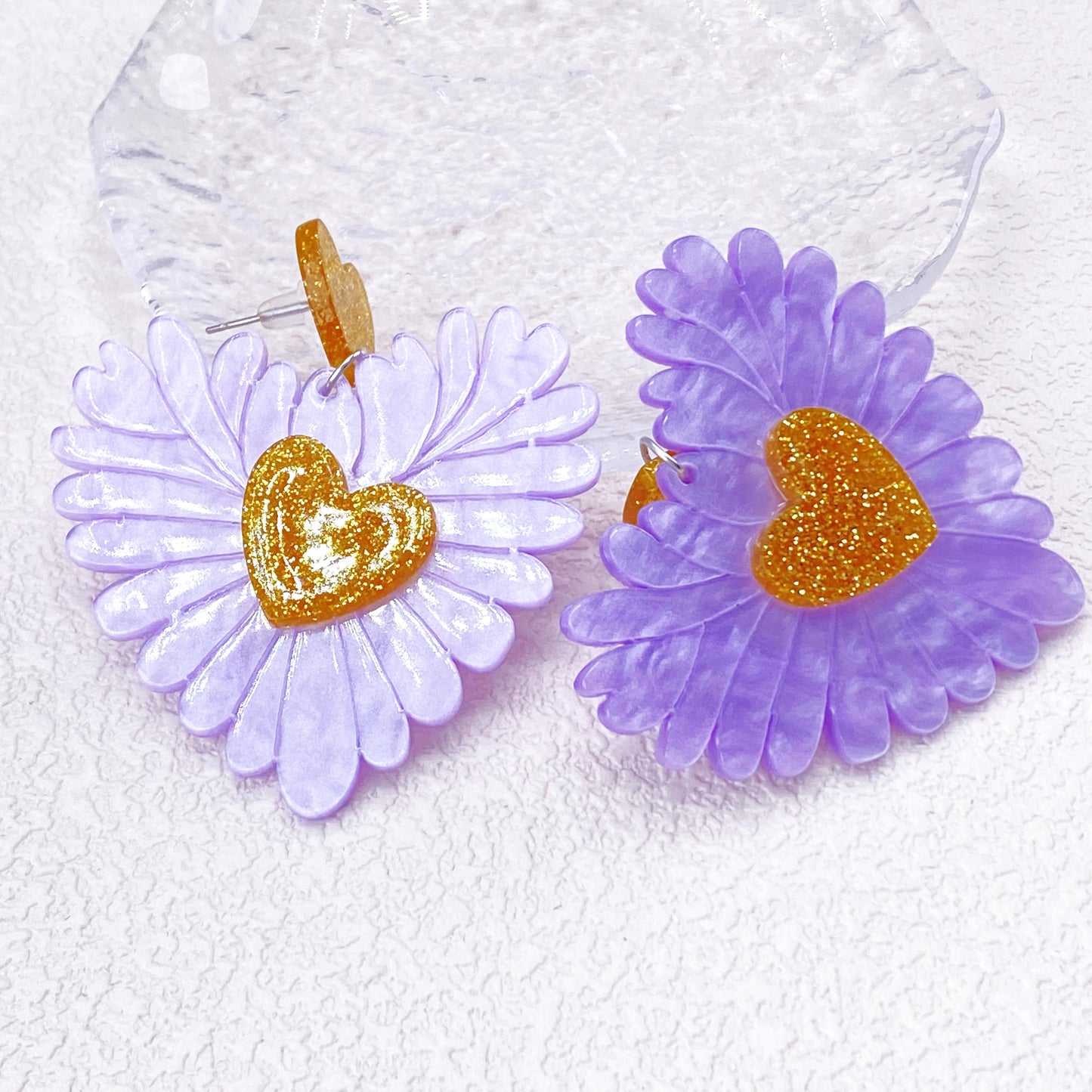 Flower Heart(Angel Flower With Aurora Color) Resin Costume Jewellery