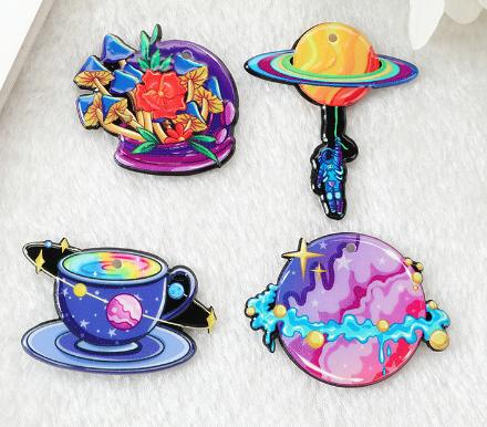 Astronaut and Planet Cute Acrylic DIY Charms
